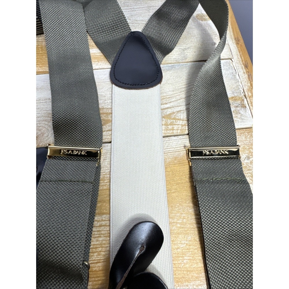 Mens Suspenders Stretch Leather Button On Style Brass Adjustable Lot of 3 - Picture 5 of 9